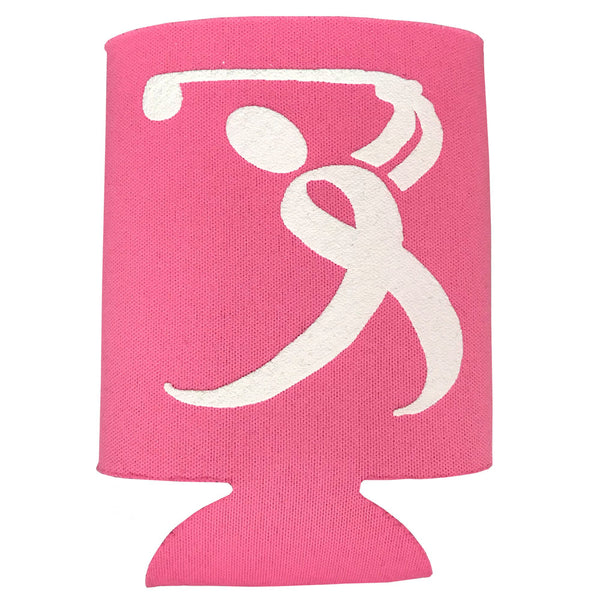 pink ribbon golfer can cooler sleeve