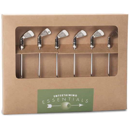 Stainless Steel Set Of 6 Golf Club Cocktail Picks