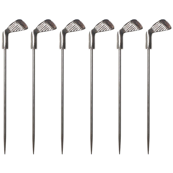 Stainless Steel Golf Club Cocktail Picks, set of 6