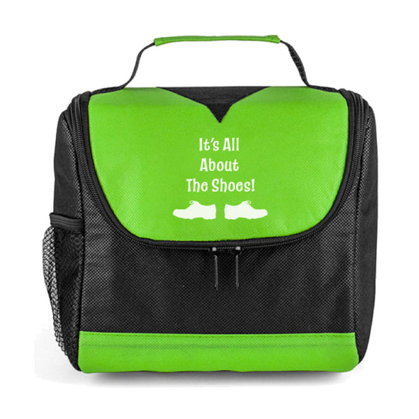 lime green it's all about the shoes lunch cooler bag