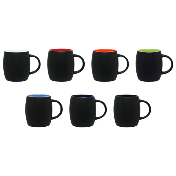custom 14 oz black mug with accent color