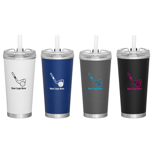 Customizable 16.9 oz or 24 oz Stainless Steel Tumbler With Straw