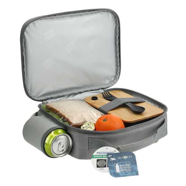 Customizable Arctic Zone® Repreve® Recycled Lunch Cooler, inside cooler bag with food and drink