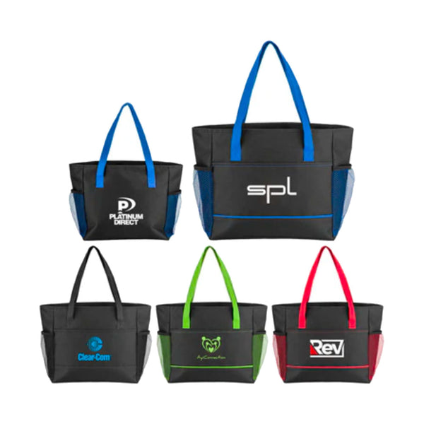 customizable bold trim lunch bags with four color options