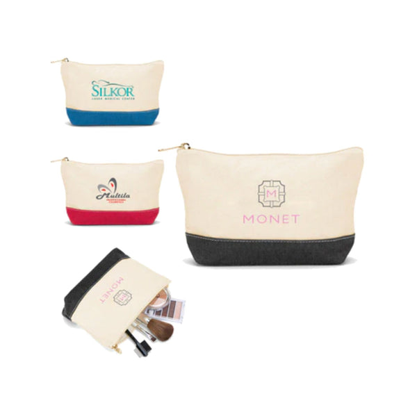 Customizable Cotton Canvas Cosmetic Bags With Three Color Options
