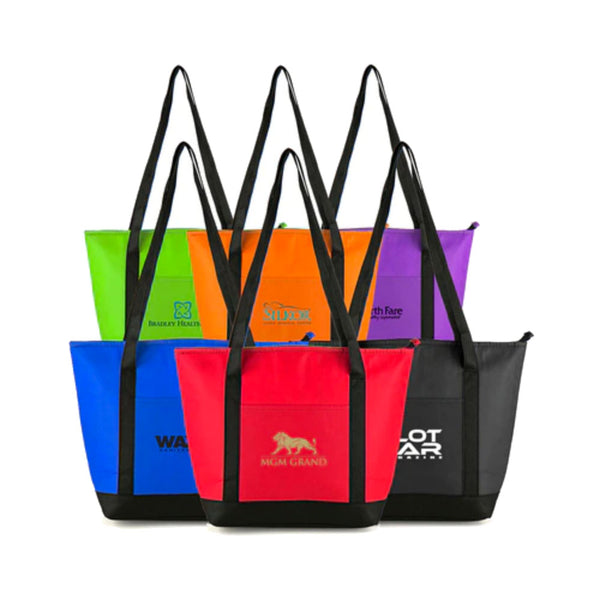 Customizable Golf Foil Lined Cooler Shoulder Tote Bag With Six Bright Color Options