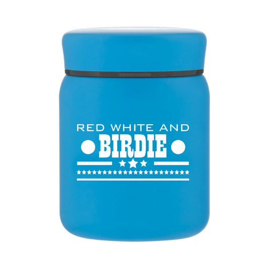 customizable usa themed blue stainless steel food container