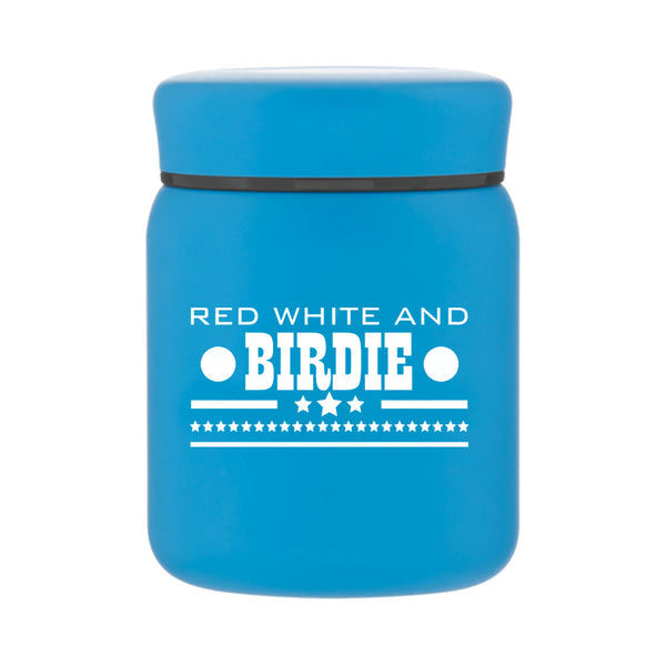 customizable usa themed blue stainless steel food container
