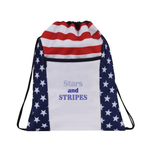 Customizable USA Stars & Stripes Drawstring Bag