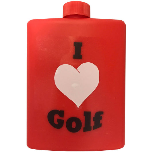 i love golf red plastic golfing hip flask