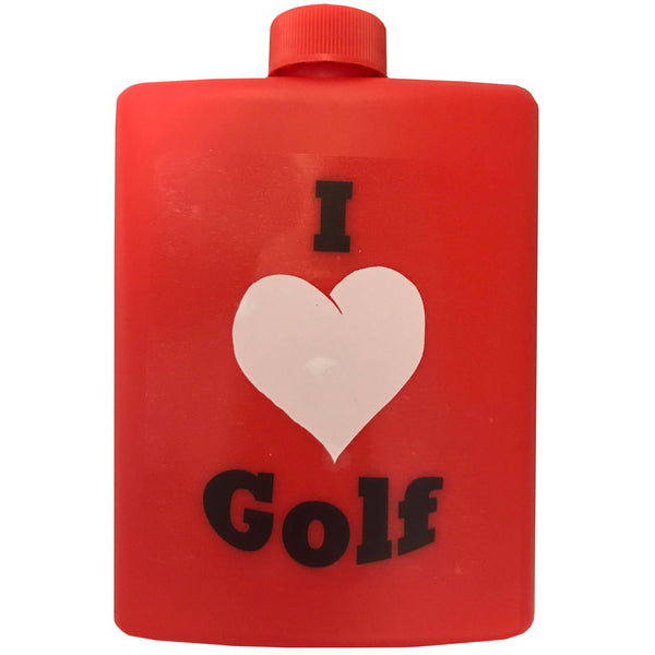 i love golf red plastic golfing hip flask