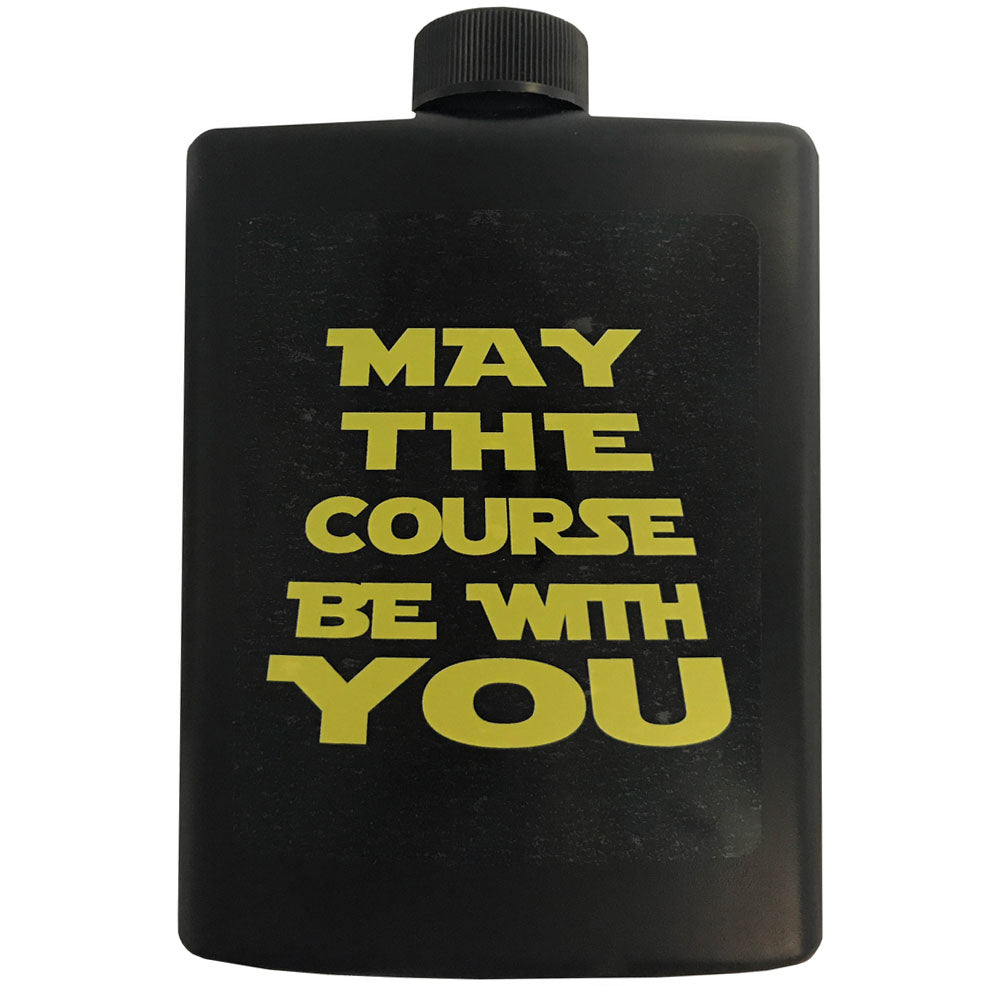 may the course be with you black plastic golfing hip flask