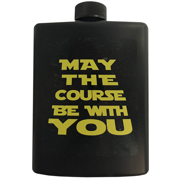 may the course be with you black plastic golfing hip flask