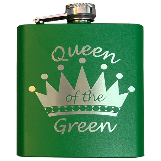 Giggle Golf 6 oz  Queen Of The Green Stainless Steel Green Flask