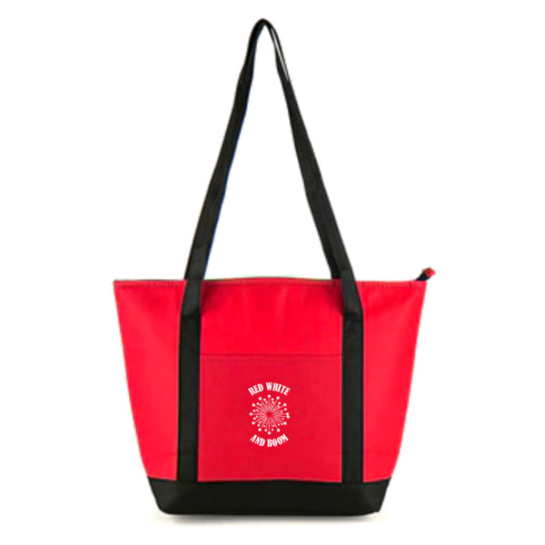 customizable red white and boom (usa) red lunch tote 