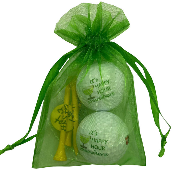 it's happy hour somewhere margarita golf balls and wooden tees pack