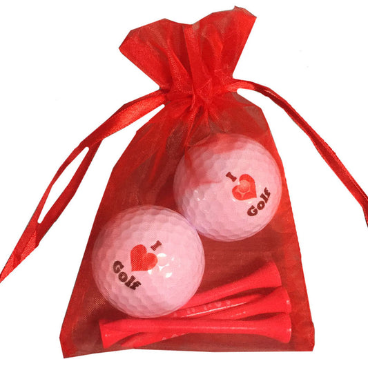 i love golf balls with red i love golf wooden tees