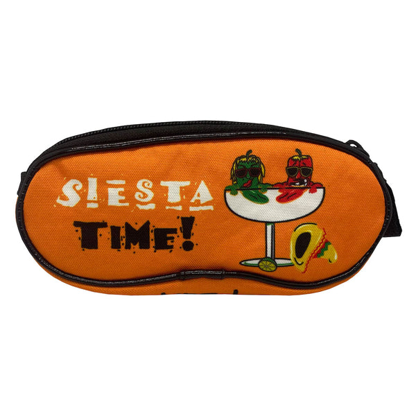 siesta time orange soft zippered glasses case with empty margarita