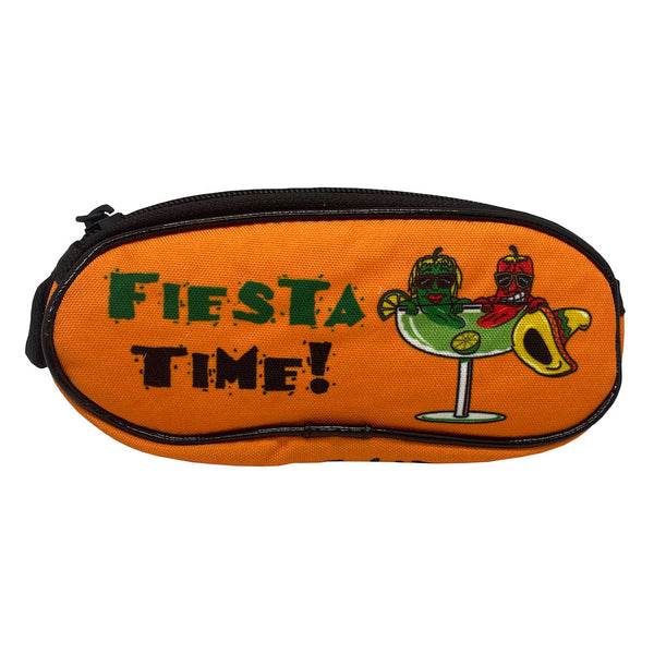 fiesta time orange soft zippered glasses case with margarita