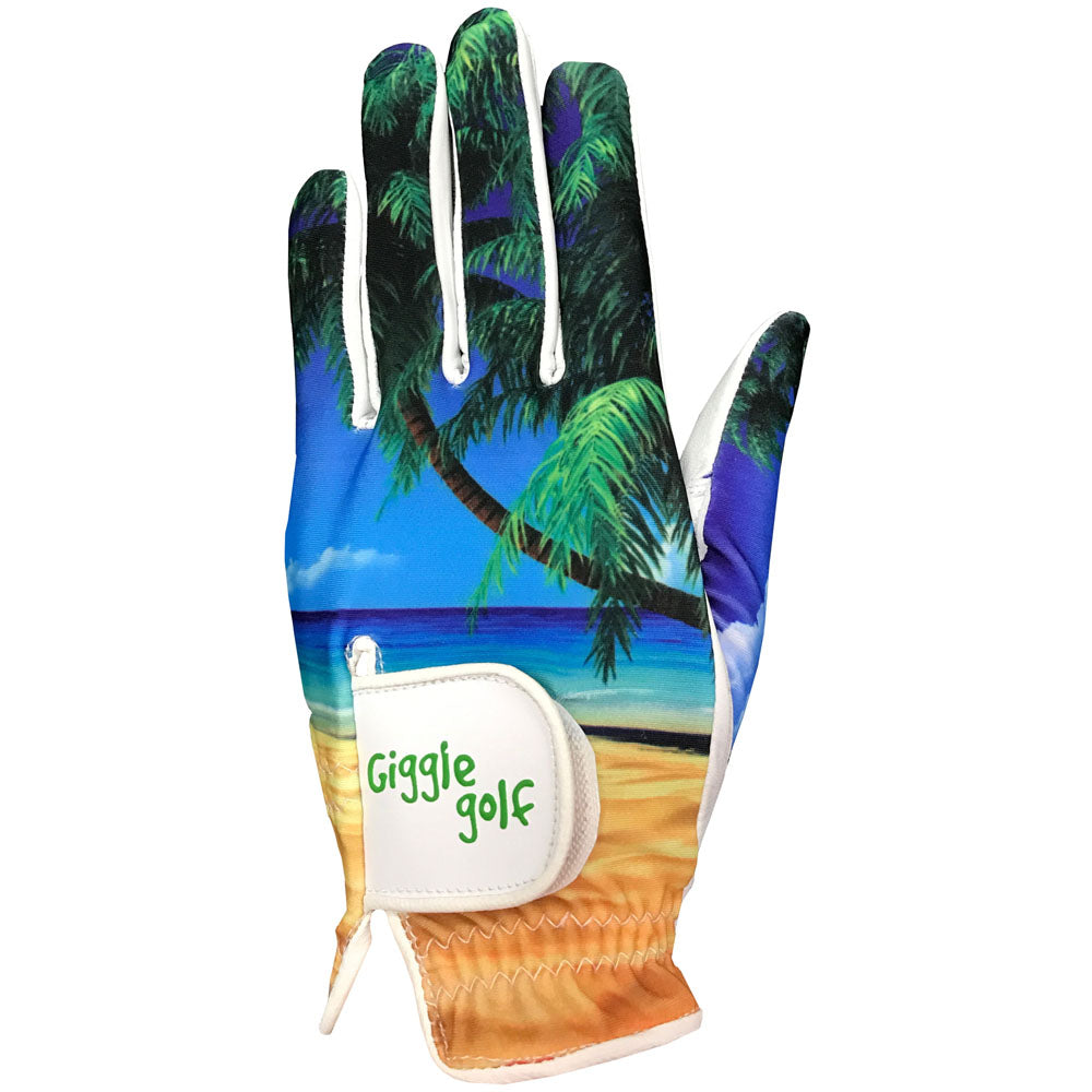 tropical beach scene women's golf glove