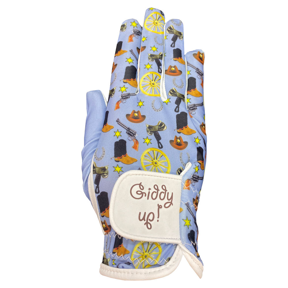 women's blue western golf glove for worn on right hand