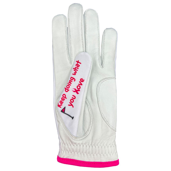 Giggle Golf White & Pink Breast Cancer Awareness Women's Golf Glove