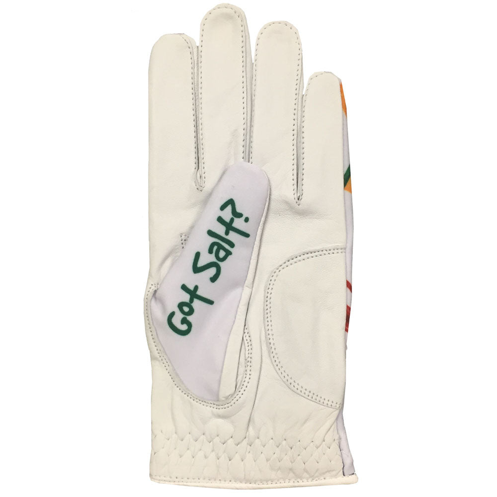 fiesta women's golf glove with got salt design on the thumb