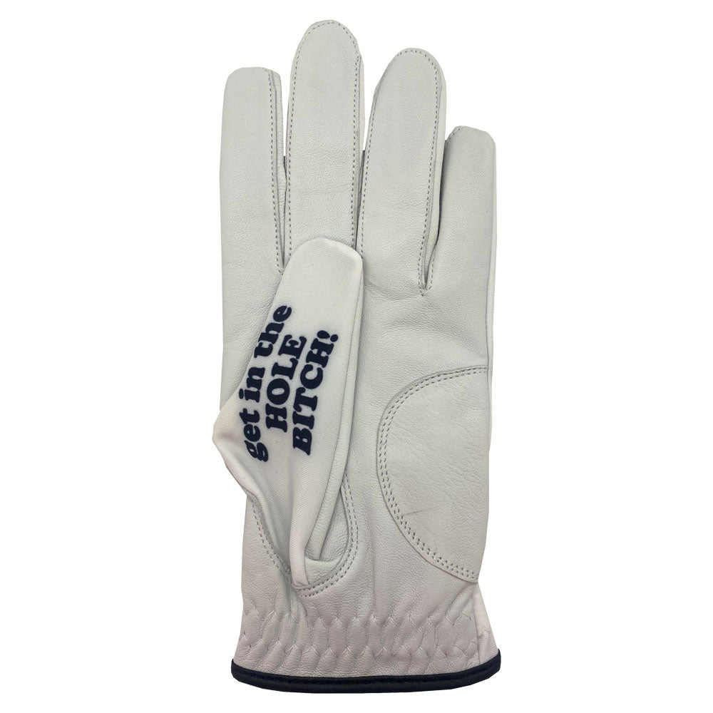 Get In The Hole Bitch Men's Golf Glove (White glove) & Poker Chip