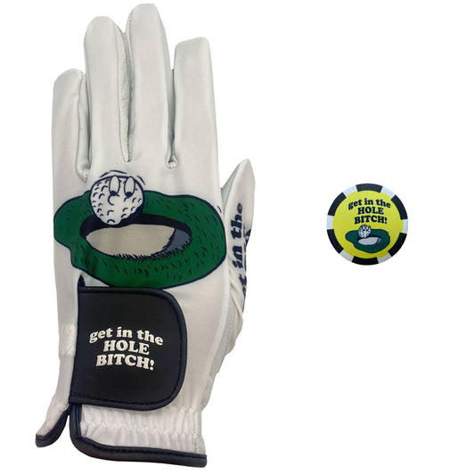 Get In The Hole Bitch Men's Golf Glove & Poker Chip