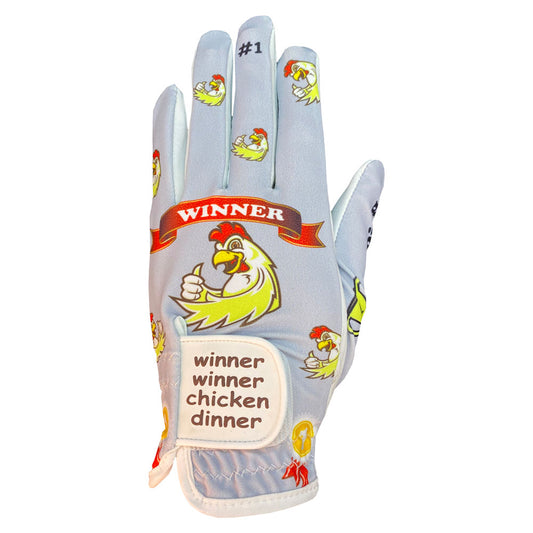 grey winner winner chicken dinner women's golf glove worn on left hand