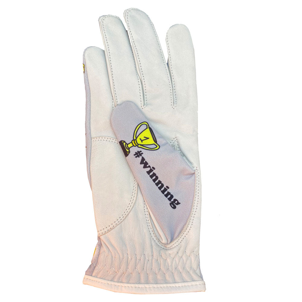 grey winner winner chicken dinner women's golf glove winning thumb design