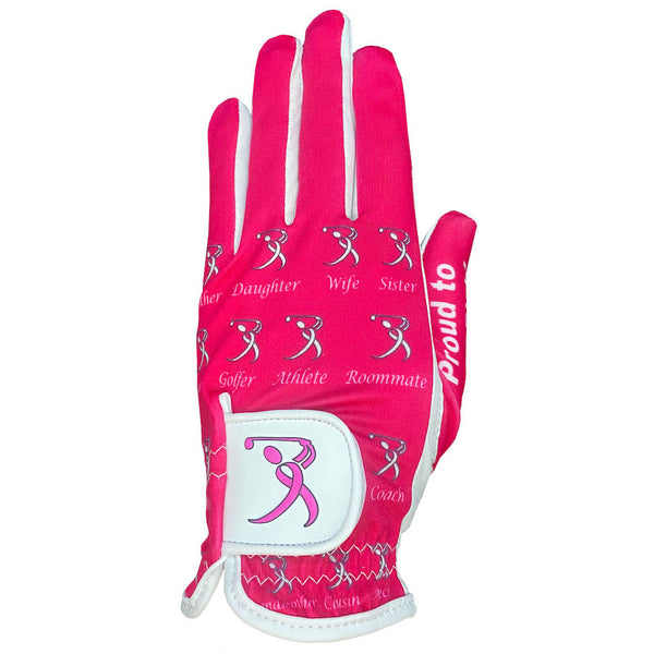 pink breast cancer ribbon golfer awareness women's golf glove