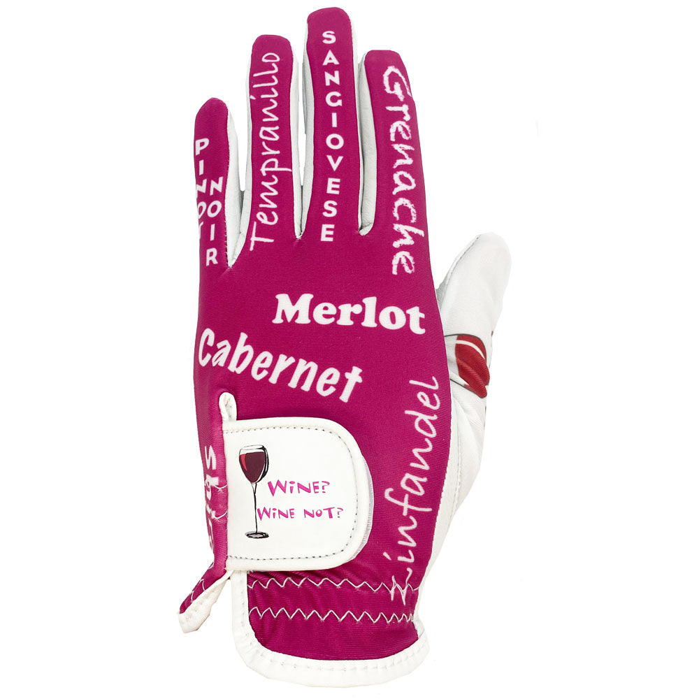 new red wine women's golf glove wine? wine not?