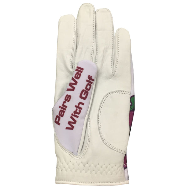 red wine women's golf glove with pairs well with pars thumb design