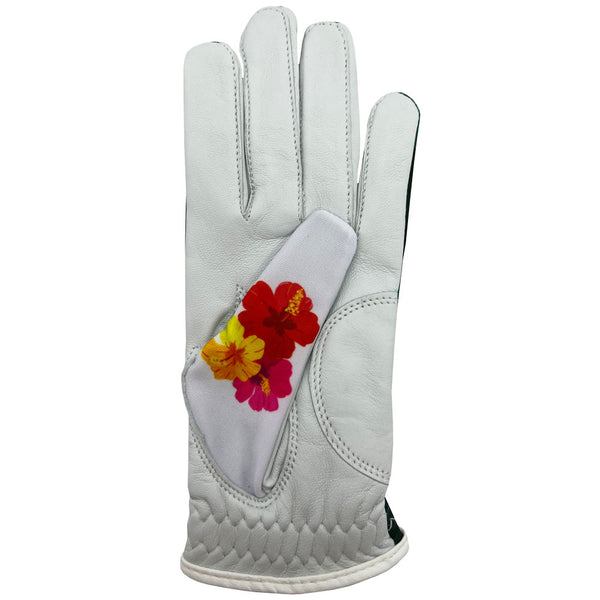 tropical women's golf glove with flowers on thumb