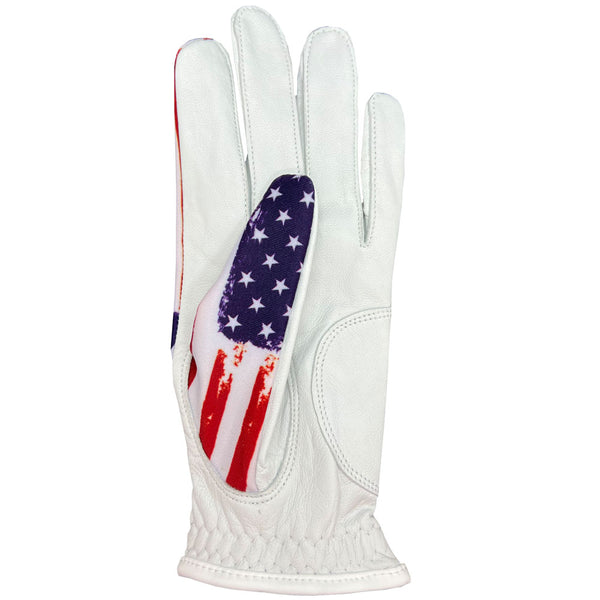 Giggle Golf American Flag Women's Golf Glove, Worn On Left Hand