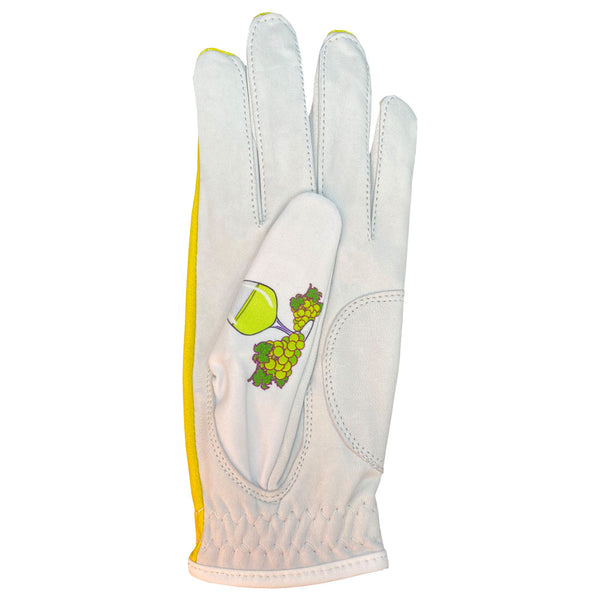 women's leather golf glove white wine worn on left hand