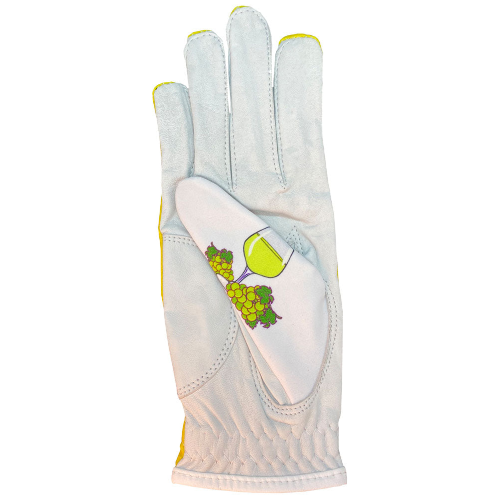 women's leather golf glove white wine worn on right hand