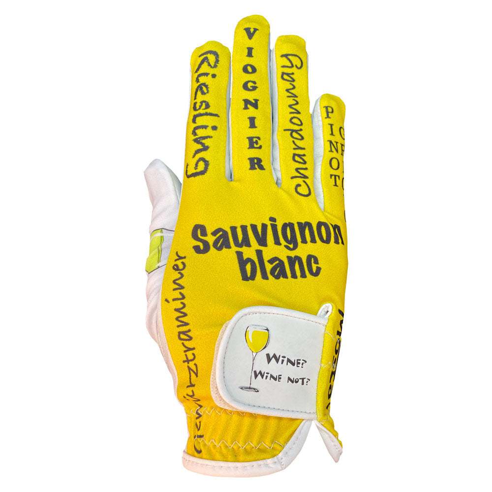 women's golf glove white wine worn on right hand