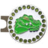 bling green alligator golf ball marker on a magnetic hat clip