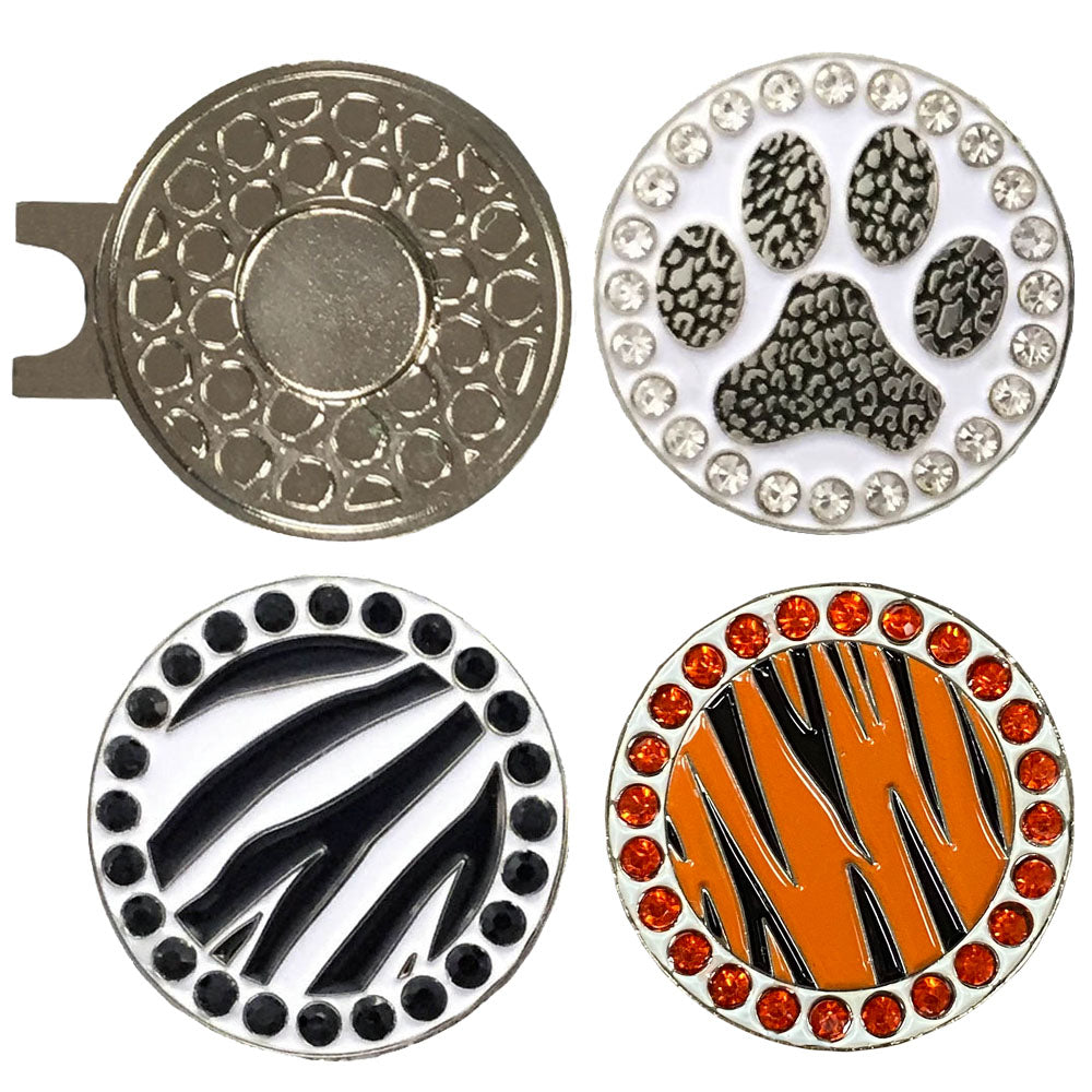 bling safari animal print golf ball marker pack