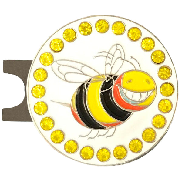 bling bee golf ball marker on a magnetic hat clip