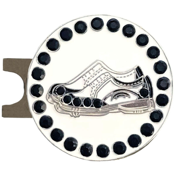 bling black and white golf shoes golf ball marker on a magnetic hat clip