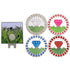 four bling diamond in the rough golf ball markers (white, pink, blue, and red) with a rough (grass) hat clip