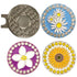 flower ball marker pack one hat clip with one daisies, one plumeria, and one sunflower golf ball maker