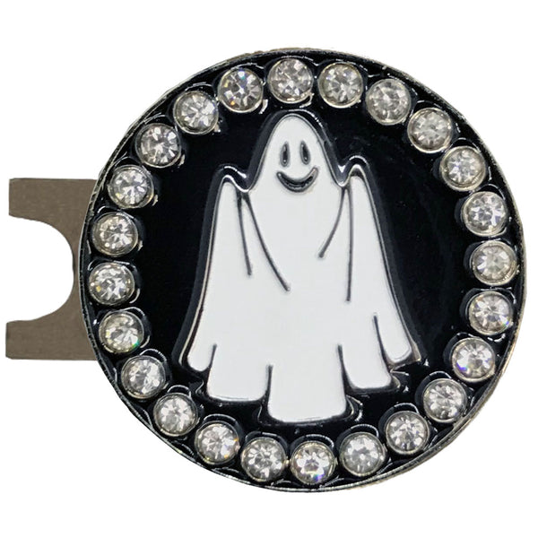 bling ghost golf ball marker on a magnetic hat clip