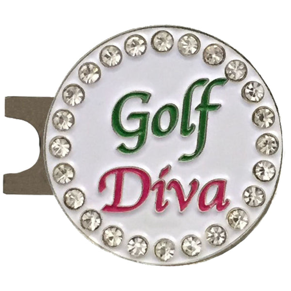 bling golf diva golf ball marker on a magnetic hat clip