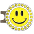 bling yellow happy face golf ball maker on a magnetic hat clip