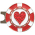 bling red and white heart golf ball marker with a magnetic hat clip
