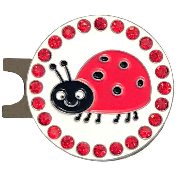 bling red ladybug golf ball marker with a magnetic hat clip